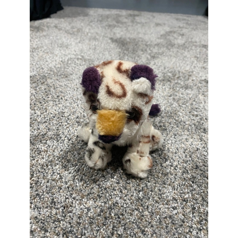 Play By Play Snow Leopard Plush White Brown Spotted Purple Ears Tail Small Toy